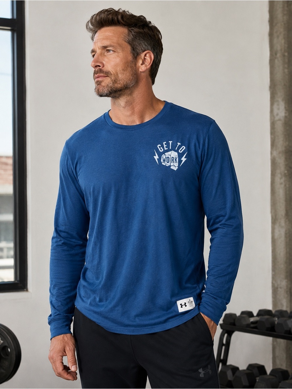 Under Armour Project Rock "Get To Work" Long Sleeve T-Shirt XXL Gym‎ Workout